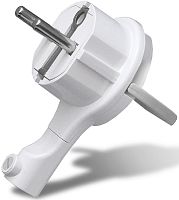 Вилка электрическая с заземлением угловая ультратонкая UNIVersal 16А белый картинка 